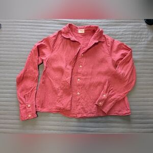Women's Linen Blouse MUS & BOMBON Size Small, Red/Salmon